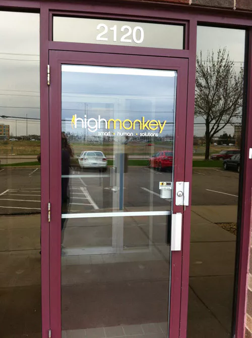 door with High Monkey logo