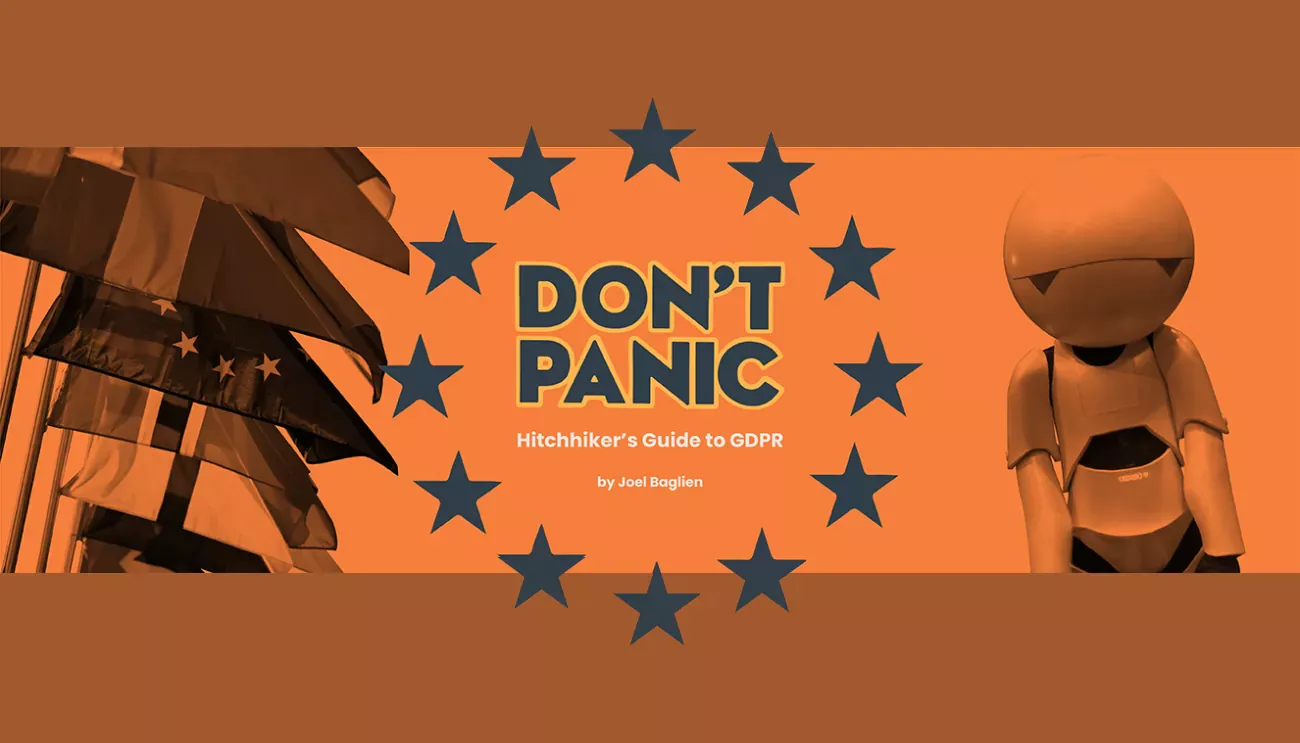 Don't Panic Text encircled by stars