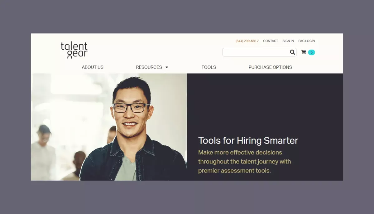 Screenshot of new TalentGear website
