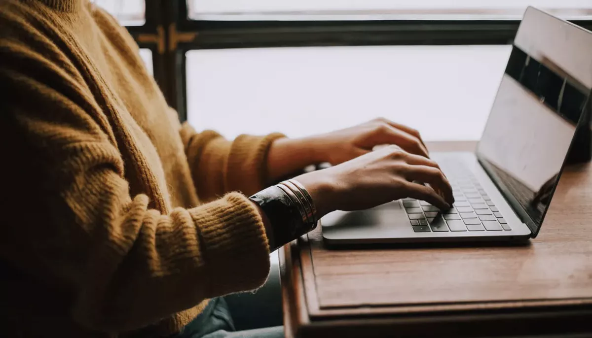 Person using a laptop.