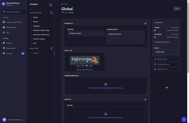 Strapi global items