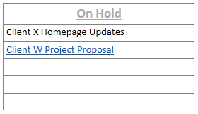 On hold Kanban section