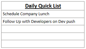 Daily quick list Kanban section