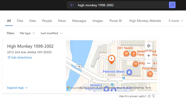 Screenshot of High Monkey profile with map of high monkey office