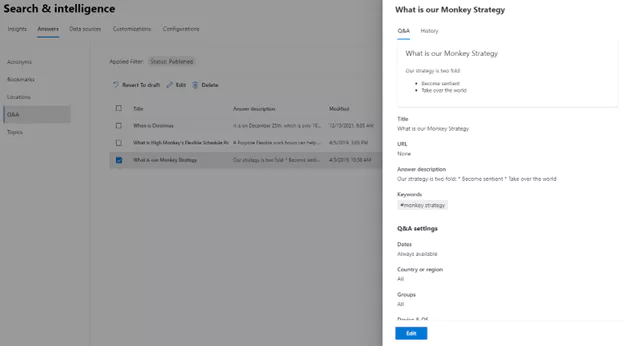 screenshot of What is Our Monkey strategy selected in Q&A
