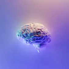 A glowing, futuristic brain floating in a soft gradient background, symbolizing AI readiness and intelligence.