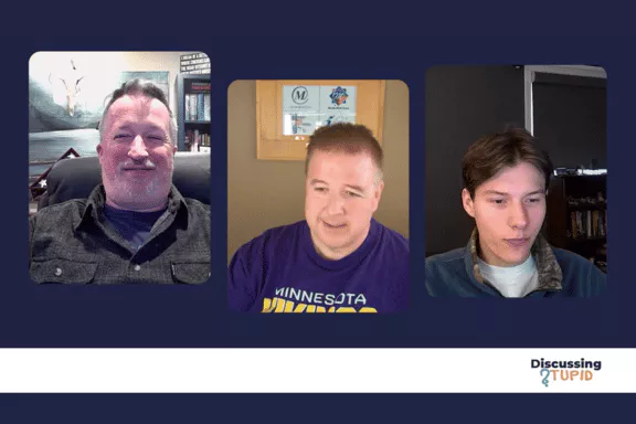 Screenshot from the Discussing Stupid podcast, Episode 12