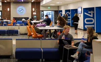Students lounging in a common area