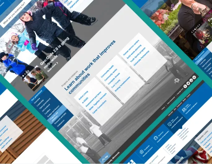 Collage of screenshots from Hennepin County's website.