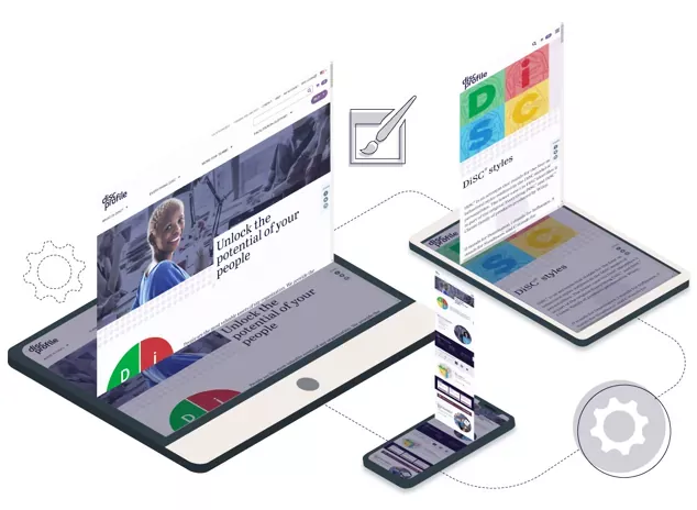 DISC profile website redesign shown on multiple devices.