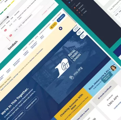 A collage of different images from the Royal Credit Union website.