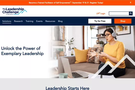 The Leadership Challenge's 2023 website, prior to rebuild.